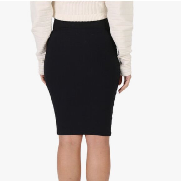 NWT WOLFORD OTTAMAN RIBBED SUPER STRETCH PENCIL SKIRT IN BLACK - Picture 3 of 8